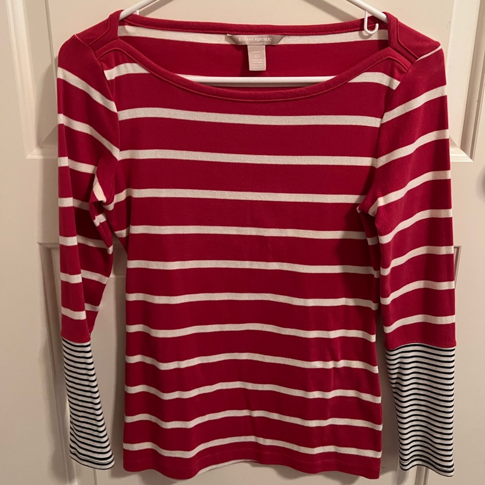 Striped Long Sleeve Boat Neck Shirt